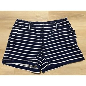 Vineyard Vines Womens Striped Navy Blue White Shorts Size 2 Nautical
